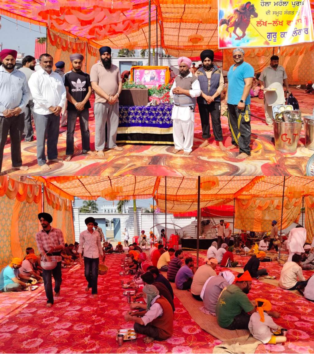To mark the Hola Mohalla festival Dhugga residents organized a community feast on the Tahliwal Nangal road